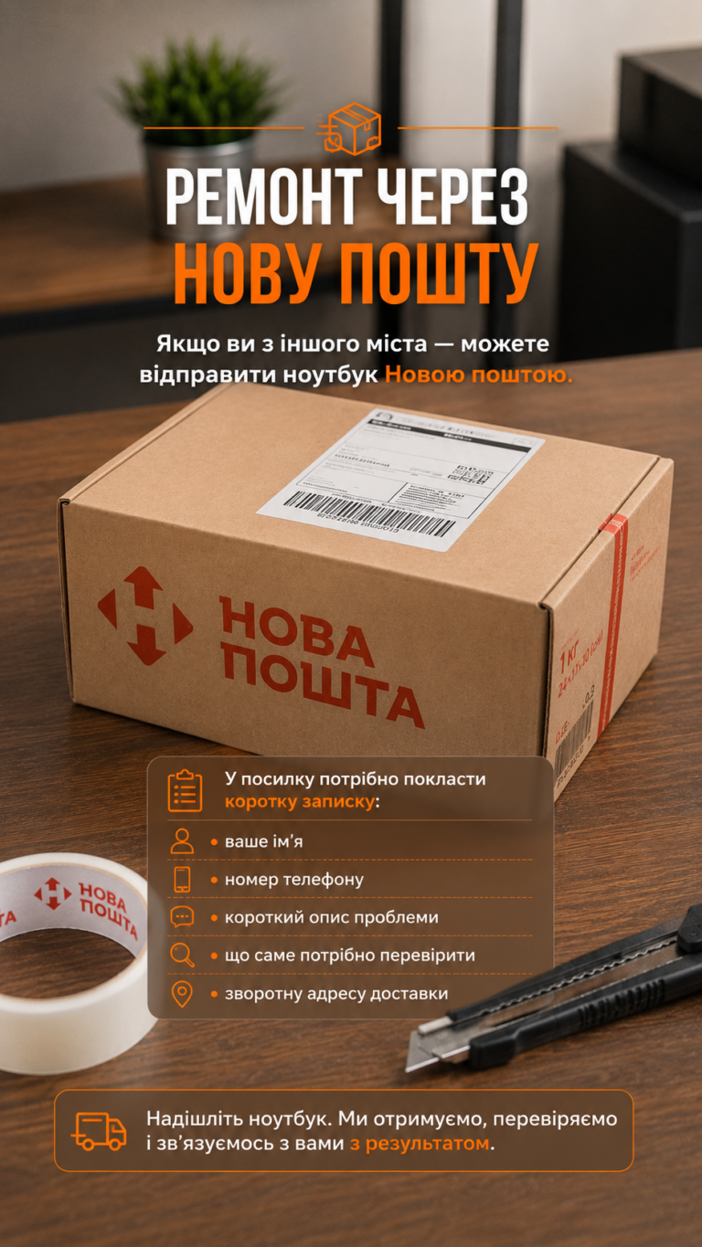 Як відправити ноутбук у ремонт Новою Поштою
